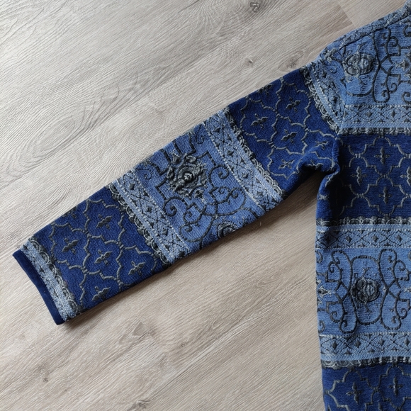 Vintage Traditions Blue Patterned Zip-up Jacket Medium - Picture 7 of 10